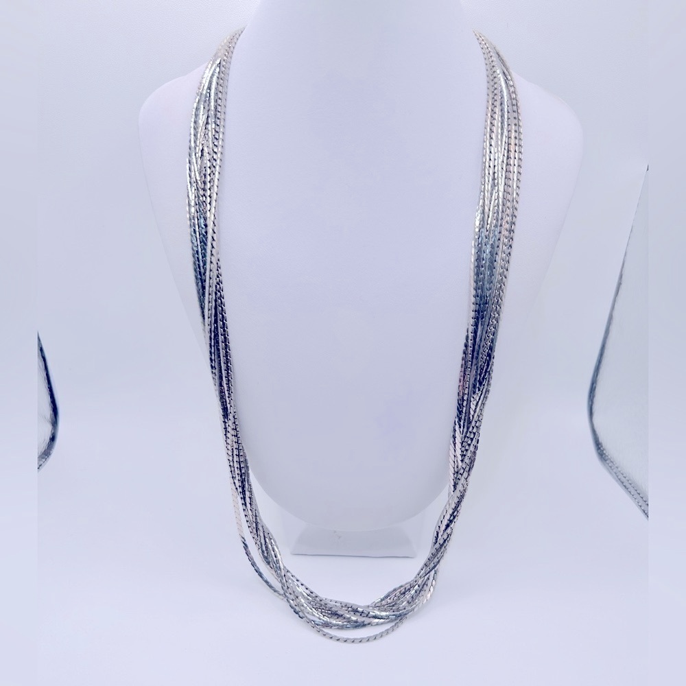 Vintage Waterfall Chain Necklace Lobster Claw Clasp 12” Long 10 chains Attached 